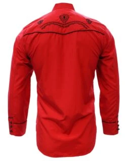 White Diamond Camisa Charra Color Rojo -Western Denim Clothing z16