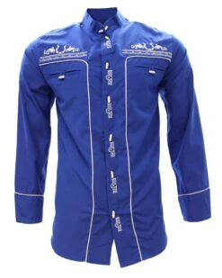 White Diamond Camisa Charra Color Azul