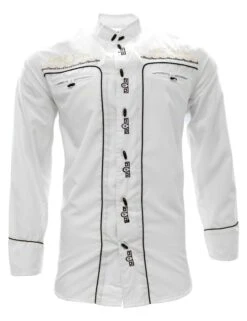White Diamond Camisa Charra Color Blanco Con Negro
