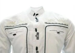 White Diamond Camisa Charra Color Blanco Con Negro -Western Denim Clothing z51