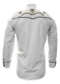 White Diamond Camisa Charra Color Blanco Con Negro -Western Denim Clothing z52