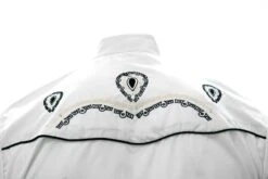 White Diamond Camisa Charra Color Blanco Con Negro -Western Denim Clothing z53
